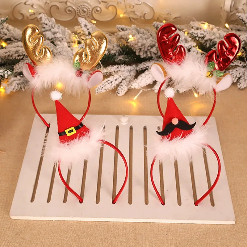 Ziemassvētku Galvu Santa Koks Aļņu Ragi Hairhoop Mazulis Pieaugušajiem Cepures Ziemeļbriežu Elfu Ausis Ziemassvētku Rotājumi Prop