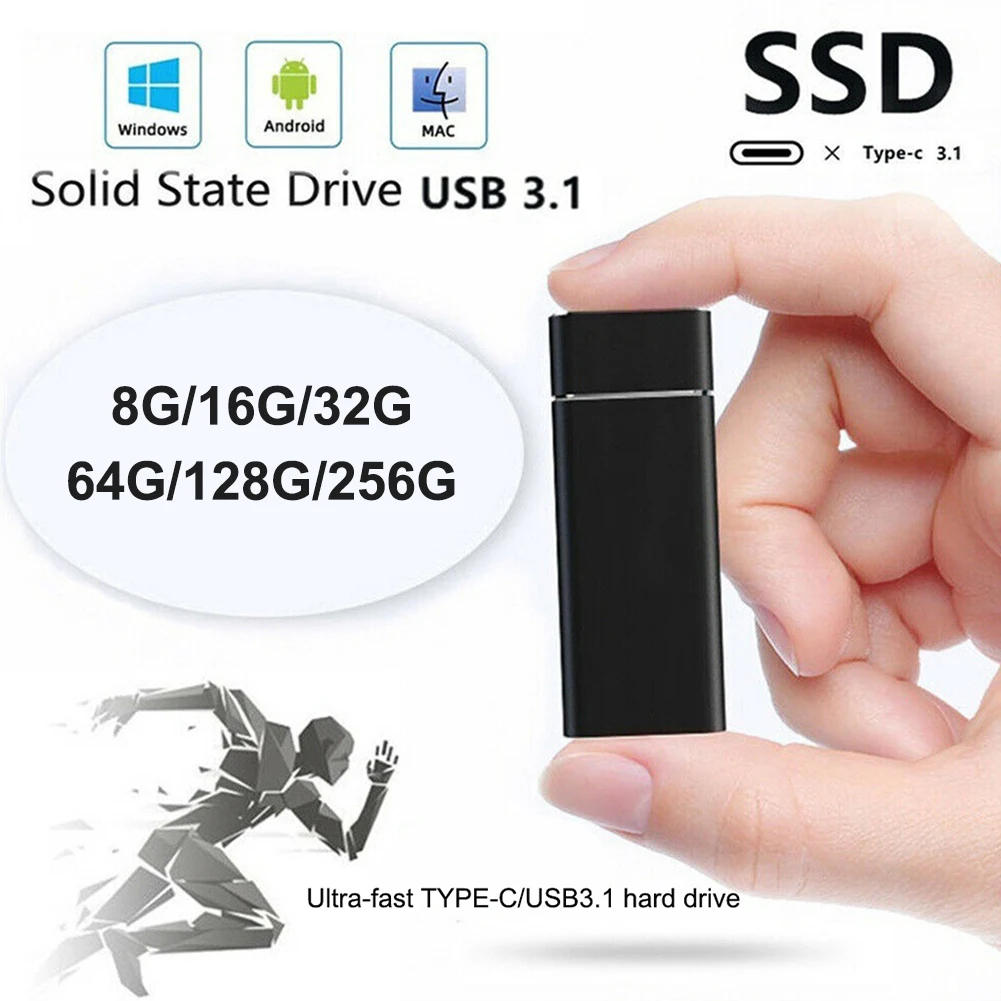 Tipa-C Ārējo SSD Mobilo Cietvielu Disks Disks, Portatīvo Cieto Disku Glabāšanas Ierīce PC Klēpjdators 8G/16.G/32G/64G/128G/256G 0
