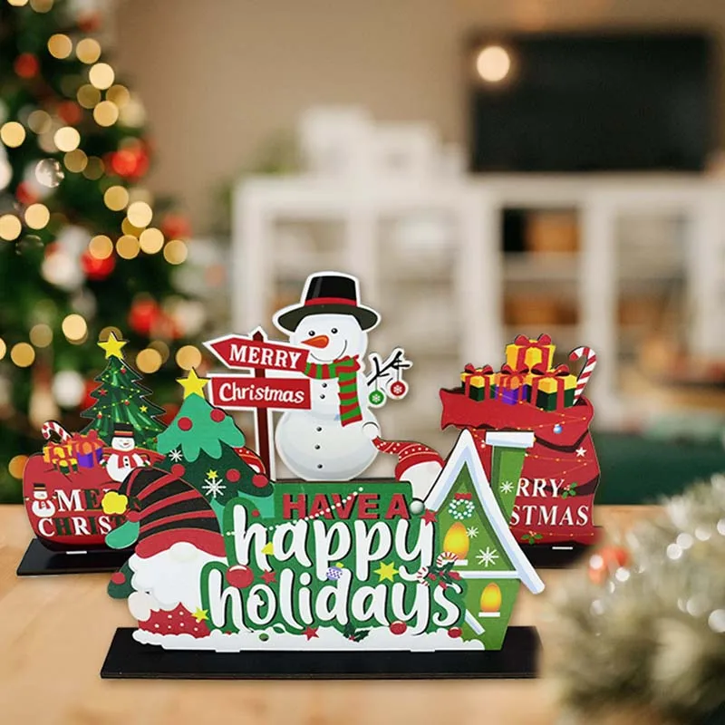 1gb Ziemassvētku Koka Rotājumu Priecīgus Ziemassvētkus Noel Santa Claus Elk Tabula Koka Amatniecības Mājas Ziemassvētki Jaunais Gads Dekoru Navidad Dāvanas