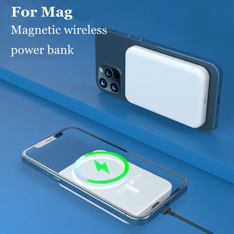 Mini Powerbank JAUNU 5000mAh Portatīvo Bezvadu Magnētisko Spēku Banka, Mobilo Tālruni un Ārējo Akumulatoru iphone 13 12 13Pro 12Pro Maks. 1