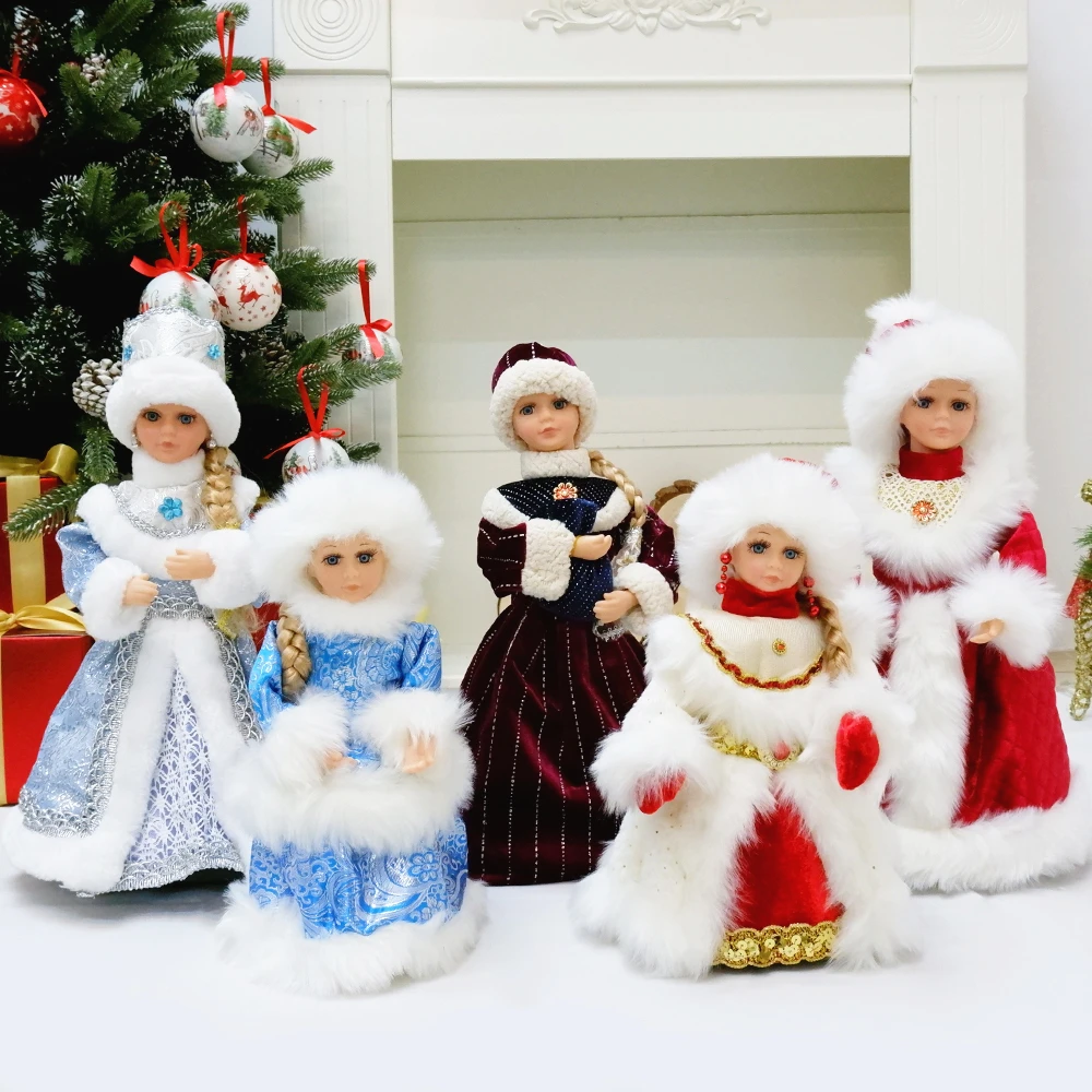 Muzikāls Santa Claus Snow Maiden Dejas Lelles Elektriskā Plīša Rotaļlietas, Dāvanu, par Kazlēnu, Ziemassvētku Rotājumi, Dekorēšana Skaitļi Mājas Dekoru 1