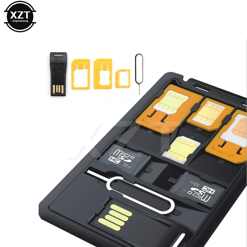 Black5 in 1 Universal Mini SIM Kartes Adapteri Uzglabāšanas Kastes Komplekti Nano Micro SIM Kartes Atmiņas Kartes Protector Holderader Lietu Vāku