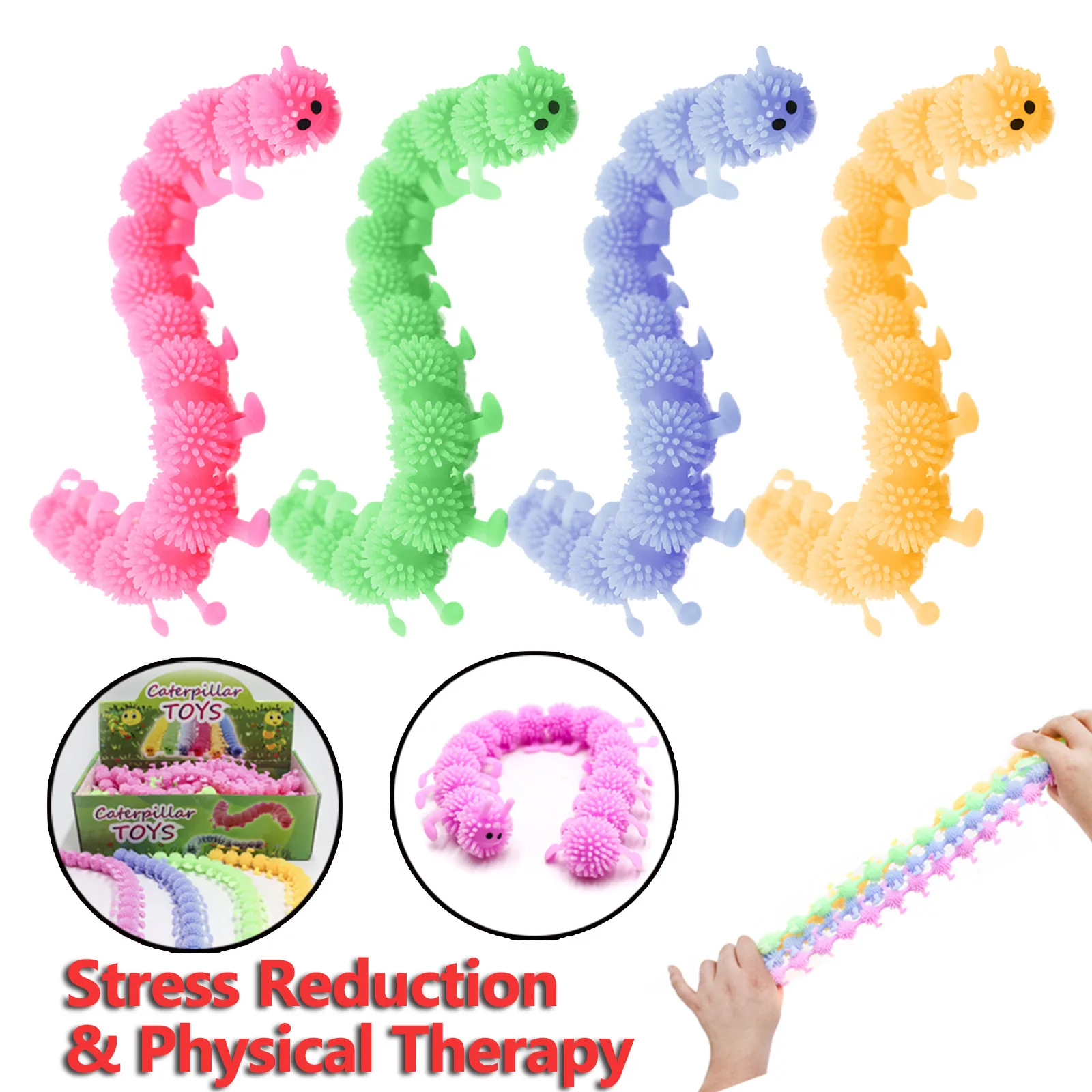 16 Mezgli Caterpillar Mazina Stresu Rotaļlietas Fizioterapija Izdala Stresa Fidget Rotaļlietas Personalizētu Dāvanu Juguetes Toyss 3