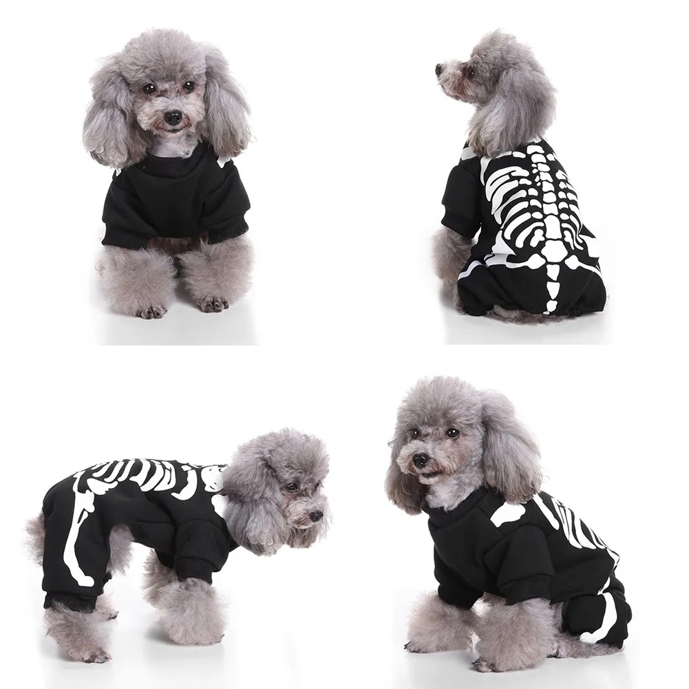 Suns Kaķa Skeleta Kostīms, Mētelis Mājdzīvnieku Kucēns Halloween Drēbes Maziem, Vidējiem Suņiem Festivāls Puse Cosplay Džemperis Jumpsuit Tērpiem
