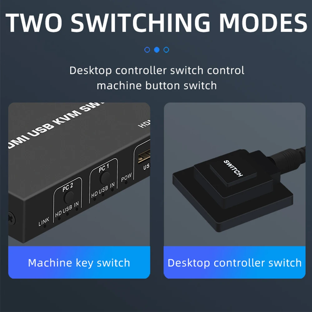 KVM slēdzis HDMI 2 in 1 no 4K Converter KVM 2X1 Slēdzis Ir Piemērots USB2.0 Tastatūras Un Peles DATORU Un Windows10 MAC Linus