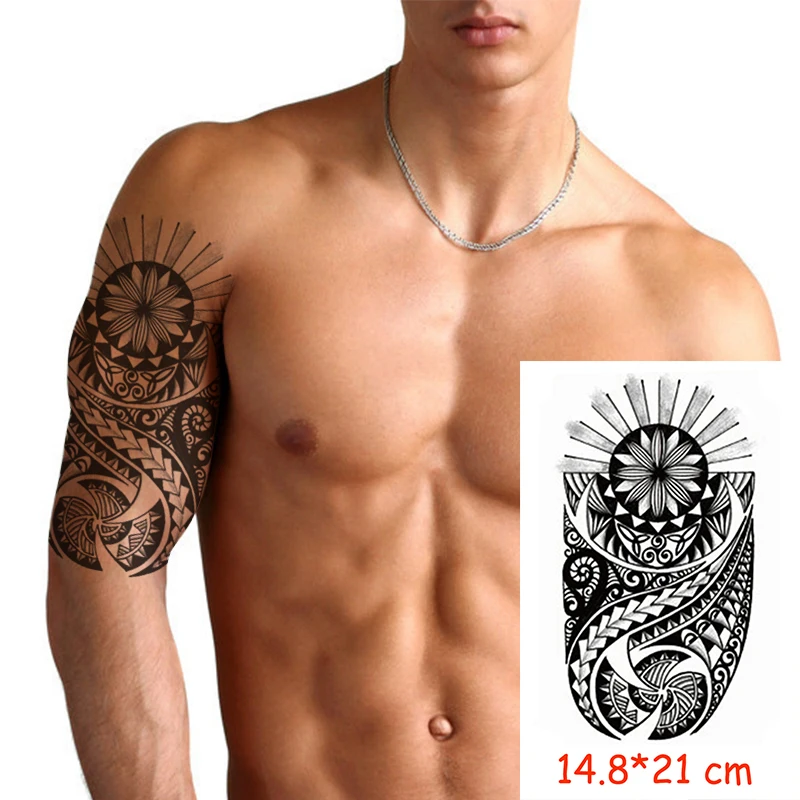 Ūdensnecaurlaidīgus Pagaidu Tetovējumu Uzlīmes melnā totem gaismas ziedu tetovējums, ūdens nodošanu viltus tetovējums flash tatto Sieviete, Vīrietis, bērns,