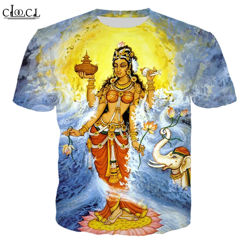 CLOOCL 2021. gada Vasaras Jaunā Modes Vīriešu T-krekls Indiešu Dieviete 3D Drukas Vīrieši Sievietes Ikdienas Karstā Pārdošanas Īsām Piedurknēm Topi