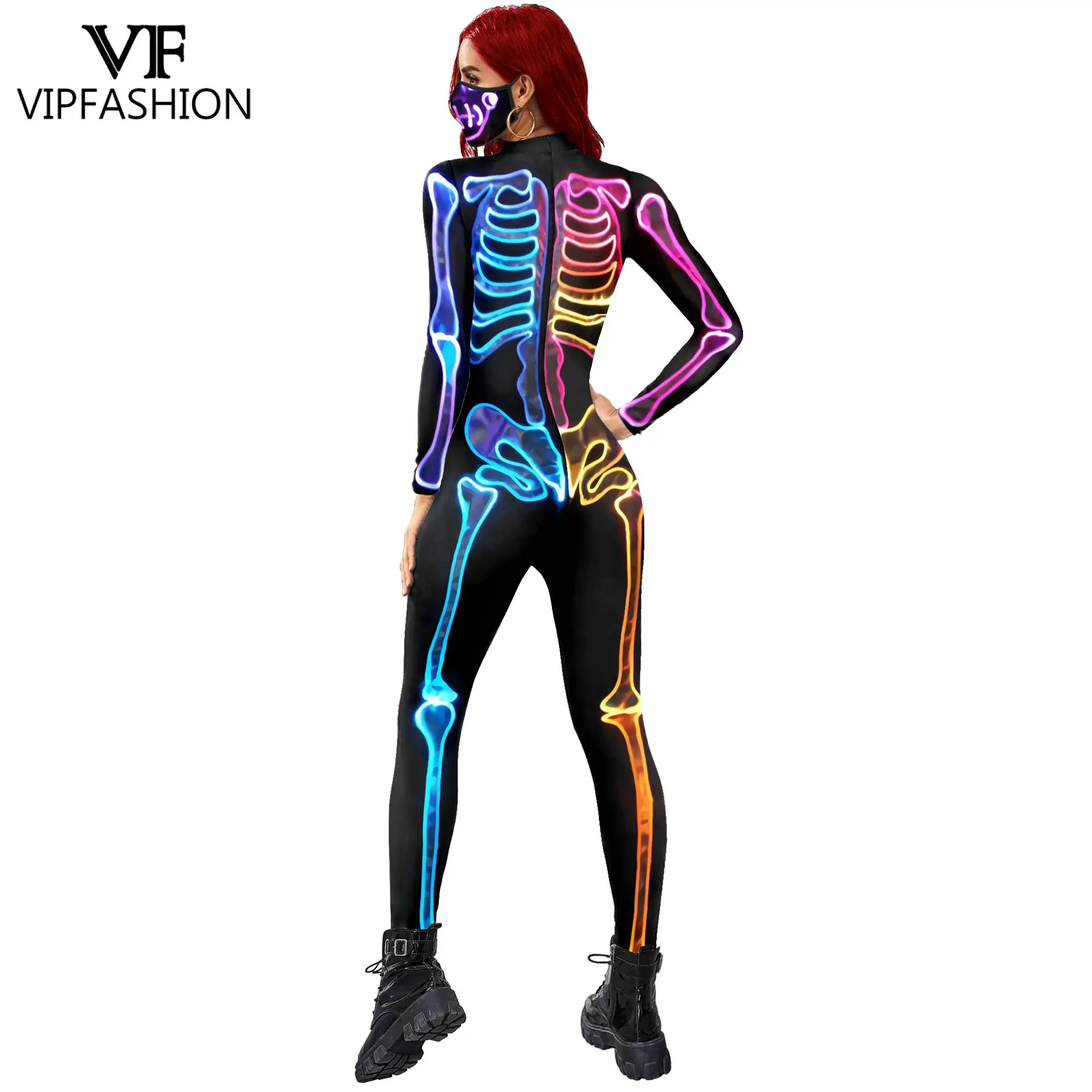 VIP MODES Unisex Halloween Cosplay Kostīmi Pieaugušajiem Modes Skelets 3D Drukas Jumpsuits Elastīgās Plus Lieluma Bodysuits Zentai Kostīmi