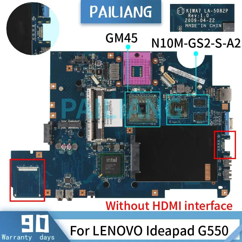 PAILIANG Klēpjdators mātesplatē LENOVO Ideapad G550 Mainboard LA-5082P GM45 N10M-GS2-S-A2 512M DDR3 PĀRBAUDĪTA