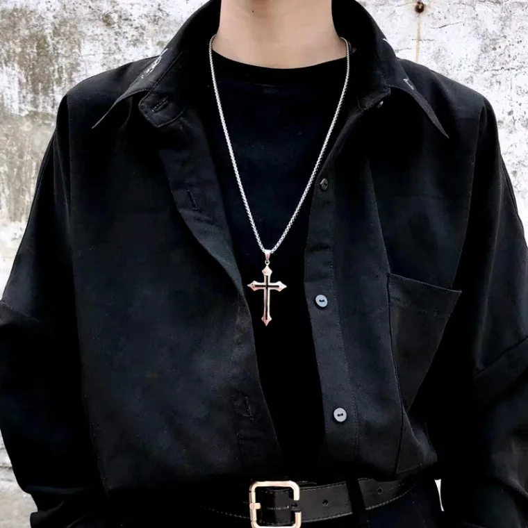 Harajuku Vintage, grunge Cross Kulons ķēdes Kaklarotas Unisex goth, Punk e zēns meitene collares estētisko aksesuāri, rotaslietas, Dāvanu