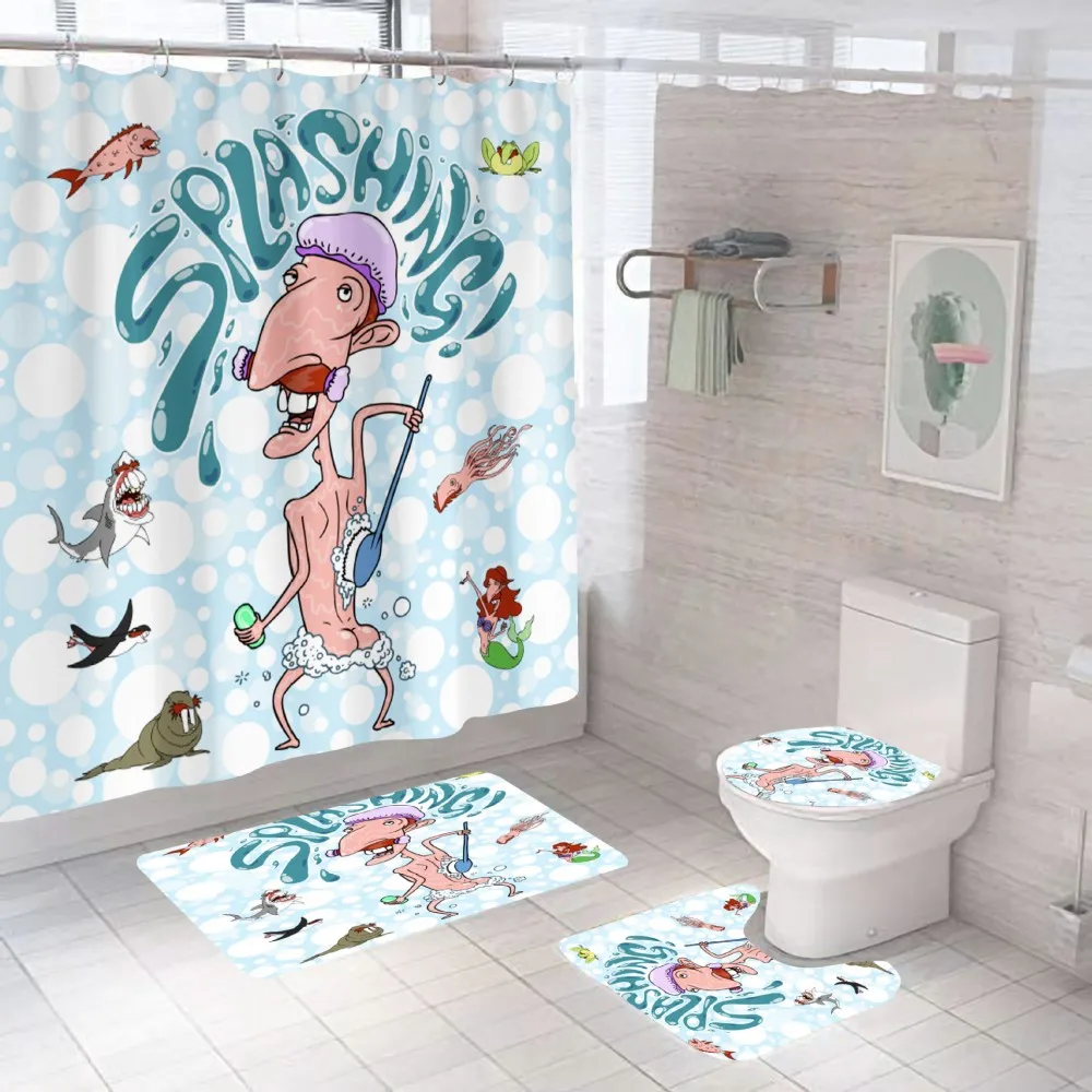 3D Peldvietu Meitene Ūdensizturīgs Dušas Aizkars Karikatūra Lelle Dzīvnieku Vannas Aizkari, kas Ar neslīdošu Paklājs., Tualetes Vāku, Vāka Vannas Paklājiņš