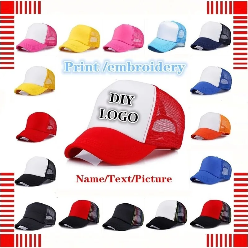 1 gab. pasūtījuma logo izšūts beisbola cepurītes Jaunu pieaugušo gadījuma DIY logo šoferis cepuri Acs sporta Snapbacks Ar logo