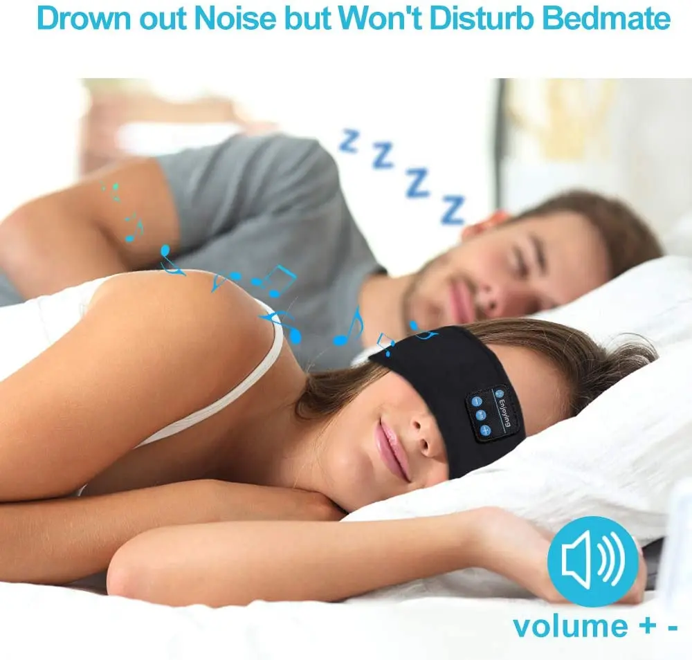 Bluetooth Miega Austiņas Sporta Galvu Plānas Mīksta, Elastīga, Ērta Bezvadu Mūzikas Austiņas Acu Maska Blakus Sleeper