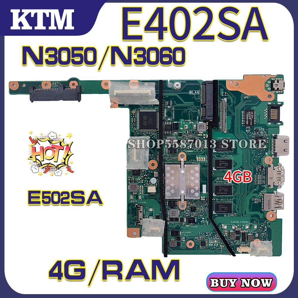 E402SA Portatīvo datoru mātesplati par ASUS E402S E402SA E502S E502SA sākotnējā mainboard 4 GB-operatīvā ATMIŅA N3050/N3060 1
