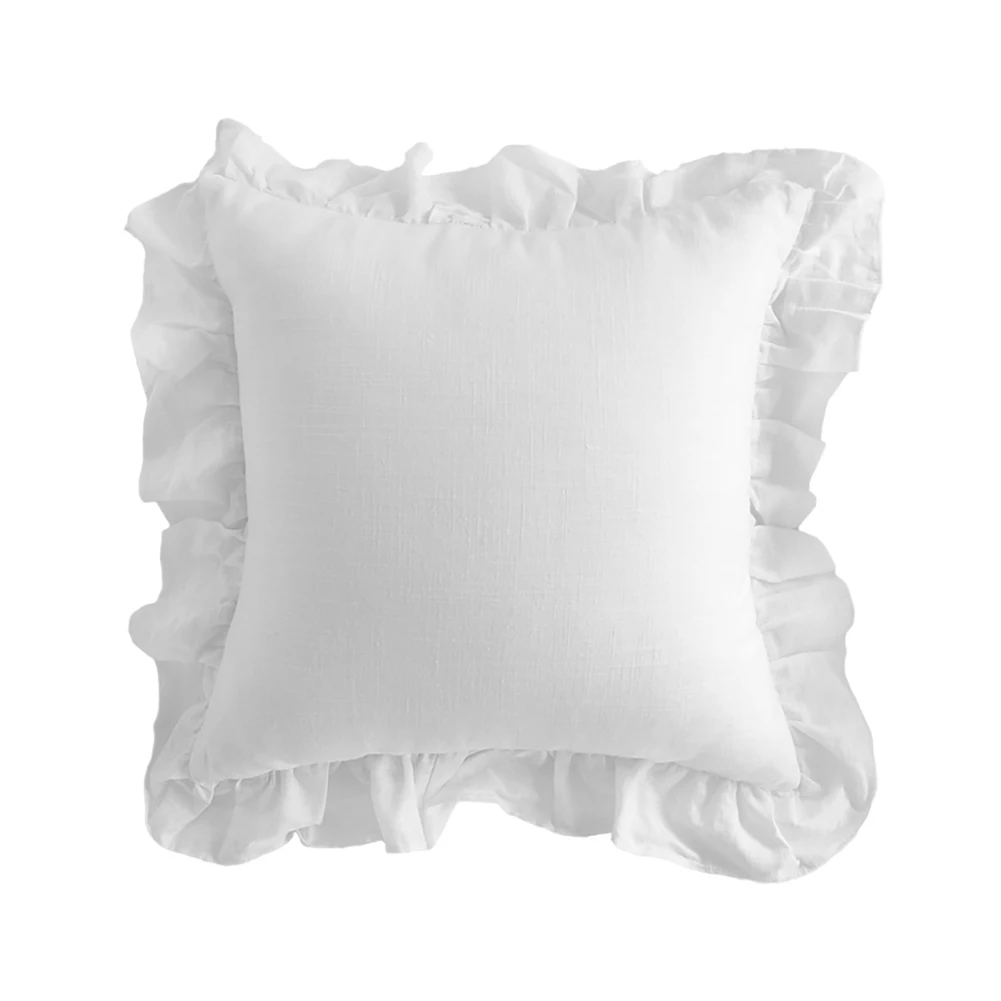 1 gabals elegantu baltu kokvilnas žakarda mežģīņu spilvendrāna spilvens segums zīda austi malas spilvendrāna dekoratīvie spilveni uz dīvāna