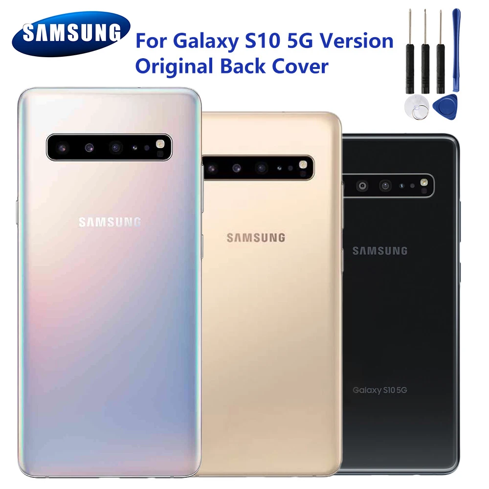 Oriģinālā Akumulatora Stikls Aizmugurējais Vāciņš Durvju Tālruņa Vāciņš Samsung Galaxy S10 5G versija Aizmugures Korpusa Aizsardzības Atpakaļ uz Lietu 3