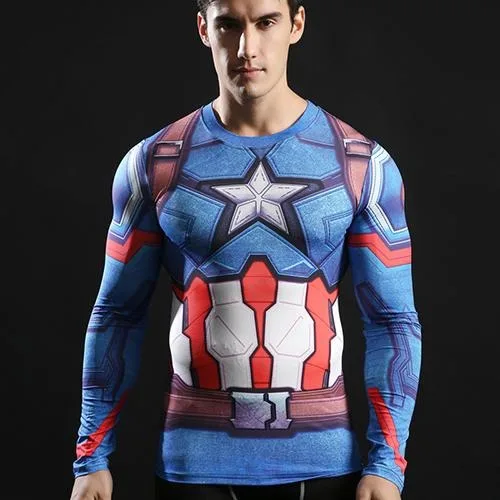 Ziemas Karavīrs T Krekls 3D Iespiests ar garām Piedurknēm Top Vīriešiem Kompresijas Fitnesa Camiseta Ir 2021. Captain America T Krekls 5