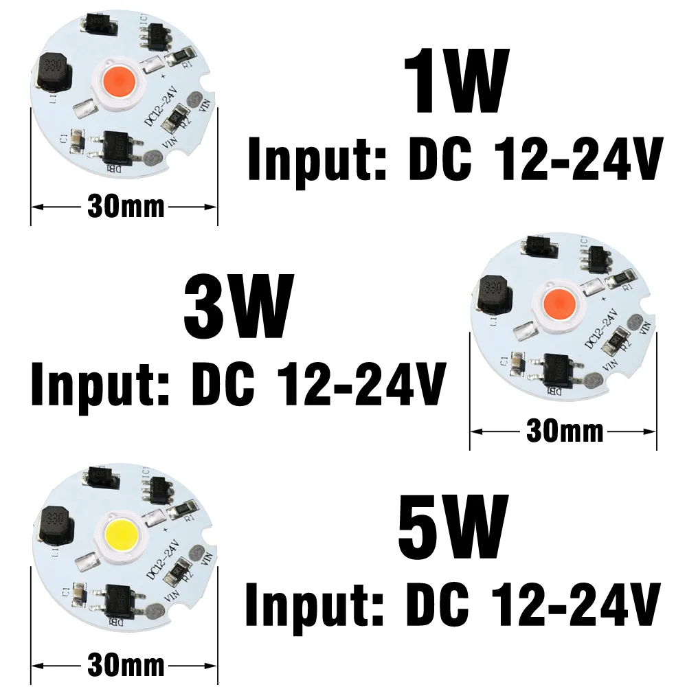 1W 3W 5W Bezvadītāja COB LED Chip Balta Sarkana Zaļa Dzeltena, Violeta Pilna Spektra Gaismas Krelles 3-6V 8-12V 12-24V Transformatoru Modulis 3