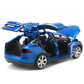 1:32 Tesla Model X90 Augstas Simulācijas Metāla Modeļa Acousto optikas Pull-back Rotaļu Auto 4 Atveriet Durvis, kas Mirgo Mūzikas Bērniem, Rotaļlietas, Dāvanu