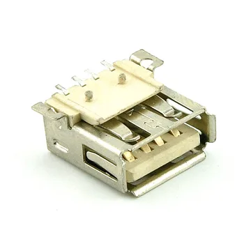 10pcs USB Tips A Female Plug Jack SMD Mobile Power Interface Connector 90 Grādiem Augstu Temperatūru Izliektas Pin Ligzda