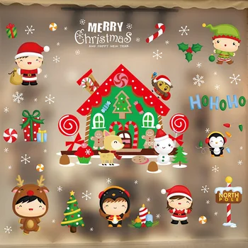 2022 Ziemassvētku Sienas Uzlīmes Laimīgu Jauno Gadu Windows Uzlīme Santa Claus Priecīgus Ziemassvētku Rotājumi Mājās Ir 2021. Noel Ziemassvētku Dāvanu