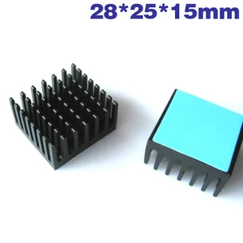 2GAB Radiators 28*28*15 mm Melns Heatsink Ar 3M 8810 Thermal Pad Black Groove Heatsink