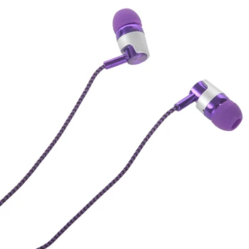 2X H-169 3.5 Mm MP3 MP4 Vadu Subwoofer, Pītā Aukla, Universal Music Austiņas Ar Kviešu Vadu Kontroles(Purple)