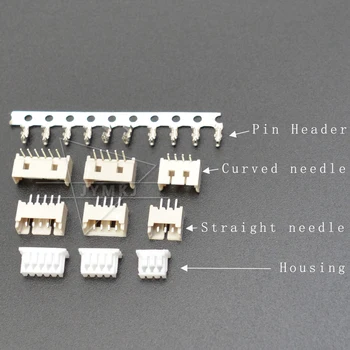 50gab MIKRO JST 1.25 2/3/4/5/6 pin savienotājs 1,25 MM PIĶIS Horizontālu Taisni pin header / Korpuss / terminal 1.25-2p/3p/4p/5p