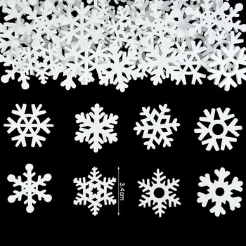 50gab Samaisa Formas Koka Balts Sarkans Sniegpārslas, Ziemassvētku Rotājumi Ziemassvētki Koka Piekariņi Jaunā Gada, Ziemassvētku Rotājumi Mājās
