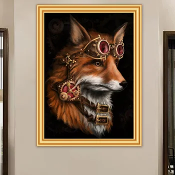 5D Dimanta Krāsošana Fox Dzīvnieku Cross Stitch Pilns Komplekts Urbju Kvadrātveida Dimanta Izšuvumi Mozaīkas Mākslas Ainu Rhinestones Mājas Dekoru