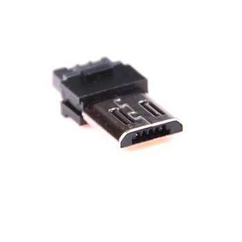 5gab Black DIY Mini USB 5 Pin Male Spraudnis-Ligzda Savienotājs&Plastmasas Vāciņu Lodēt Mikro Mount Asamblejā Nomaiņa Savienotāja Kabeli
