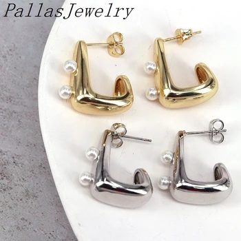 5Pairs,Zelta, sudraba, misiņa, Ģeometriskas formas auskari ar pērli pīrsings sievietēm Meitene, Jauns Dizains
