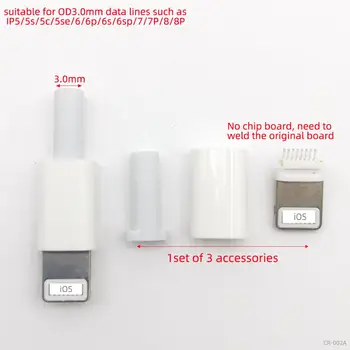 5sets USB iphone vīriešu spraudni ar čipu valdes savienotājs metināšanas 2.6/3.0 mm Datu line interface DIY datu kabelis, adapteris daļas