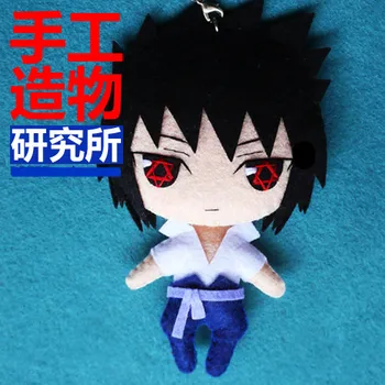 Anime Uchiha Sasuke 12cm Keychain Roku darbs Materical Pakete Rotaļlietas Mini Lelle Pildījumu DIY Plīša Bērniem Dāvanu