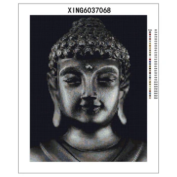 Audekls Izmērs 5d DIY Dimanta Izšuvumi Krustdūrienā Budas Melnā Un Baltā Pilnu Kvadrātveida Dimanta Krāsošana Mozaīkas Budisms Portrets