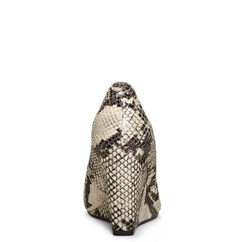 Augstu Ķīļveida Papēžiem Čūskas Ādas Reljefs Sūkņi Apaļu Purngalu kvīts Par Lielu Izmērs 8 10 Dāmas Modes Biroja Nobriedušu Sieviešu Kurpes Shofoo