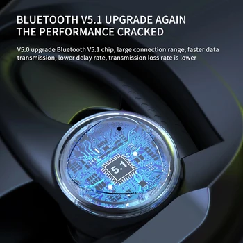 Bezvadu Earbuds Austiņas Bluetooth 5.1 Ausī Sporta Trokšņu slāpēšanas Austiņas IPX5 Ūdensizturīgs Ar Mic LED Displejs