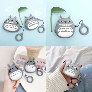 Cute Karikatūra Totoro Silikona Austiņas Gadījumā Par Apple AirPods 1 2 Pro Kawaii Kaķis Bezvadu Austiņas Segtu fundas Par Airpods Pro