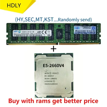 DDR4 16.G 2133Mhz ar E5-2660V4 Sākotnējā E5 2660V4 2.0 GHZ 14 Serdeņi 35 MB SmartCache E5 2660V4 FCLGA2011-3 105W bezmaksas piegāde