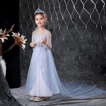 Disney Jaunu Anna Elsa Princess Dress Sniega Karaliene 2 Halloween Puse Chidlren Cosplay Kleita Saldēti Kāzu Bērnu Kleitas Meitenēm
