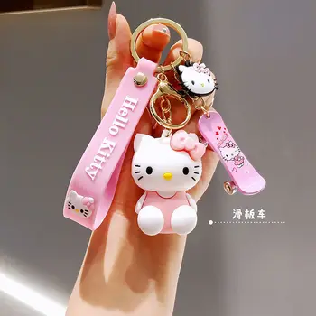Hello Kitty Keychain Meitene Cute Radošais Pāris Soma Kulons Rotaslietas Auto Atslēgu Ķēdes Kulons