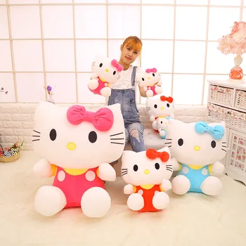 Hello Kitty Sanrio Anime Plīša Rotaļlietas, Zilā, Rozā Krāsā Hello Kitty Plīša Lelle Kawaii Istabas Dekori Bērnu Rotaļlietas Meitene Dzimšanas Dienas Dāvana