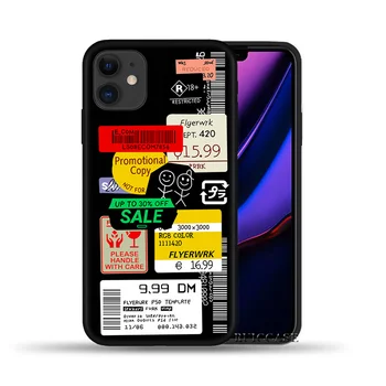 IPhone 11 12 13 Pro Max Mini XS X XR 7 8 Plus 5S 6S SE 2020 Aizsardzības Gadījumā, Retro svītrkoda Etiķetes Mākslas Melns Silikona Vāciņš