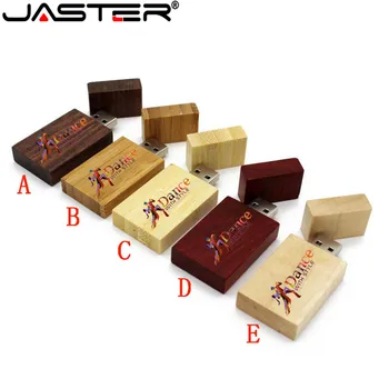 JASTER Koka bloku USB Flash Drive sarkanā koka pendrive 4GB 8GB 16GB 32GB 64GB Pen Drive Memory Stick dāvanu (vairāk par 1 GAB. bez LOGO)
