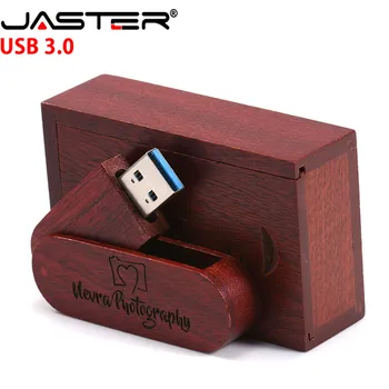 JASTER USB 3.0 radošo koka Pagriezt usb+kārba flash drive 4GB/8GB/16GB/32GB/64GB pendrive Ārējās Glabāšanas(bezmaksas custom logo)
