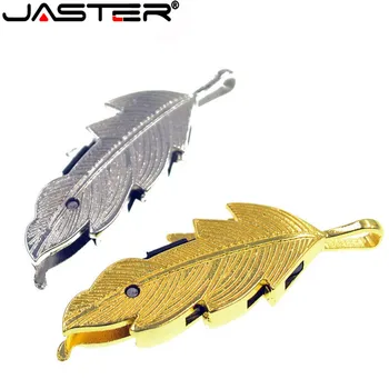JASTER USB metāla golden leaf izmantojiet zibatmiņas disku, kristāla lapas pendrive pen drive 4GB 8GB 16GB 32GB modes atmiņas karti un U diska