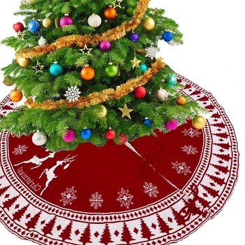 Jaunu Ziemassvētku Eglītes Apakšas Rotājumi 90Cm/122Cm Sniegpārslas Briežu Modelis Sarkanā krāsā Adītiem Ziemassvētku Eglīte Svārki Augstas Kvalitātes