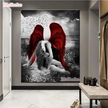 Karstā pārdošanas Red wing fallen angel 5D Dimanta Glezna Krustdūrienā Pilna Dimanta Glezniecības Mājas Dekoru DIY Dimanta Izšūšana