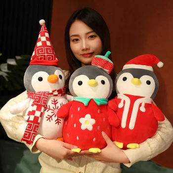 Kawaii Ziemassvētku Pingvīns Plīša Pildījumu Rotaļlietas Lelle Bērniem, Bērnu Huggable Spilvens Jauno Gadu Mājas Dekori Ziemassvētku Dāvana Meitenēm