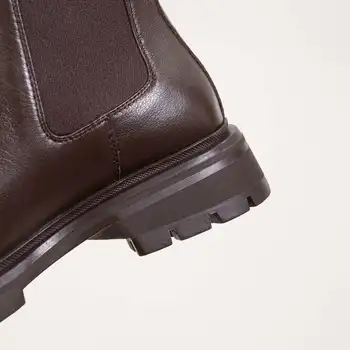Krazing pot vintage īstas ādas ziemas apavi med papēži Chelsea zābaki saglabāt siltu paslīdēt uz modes kodolīgi sievietes potītes zābaki l10